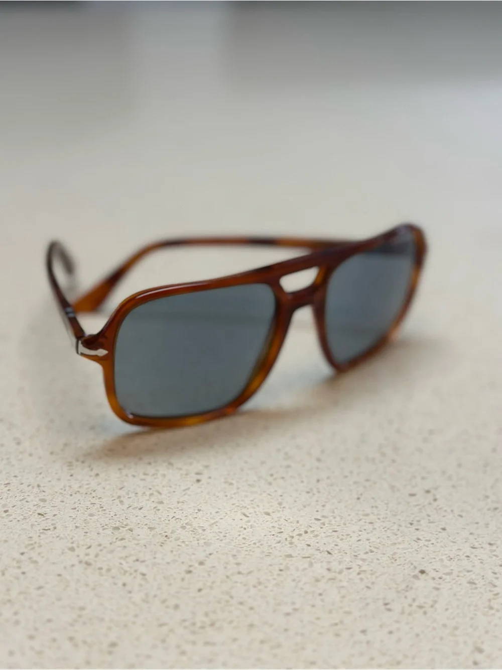 Persol Brown Tortoiseshell Frame Sunglasses with Gray Lenses